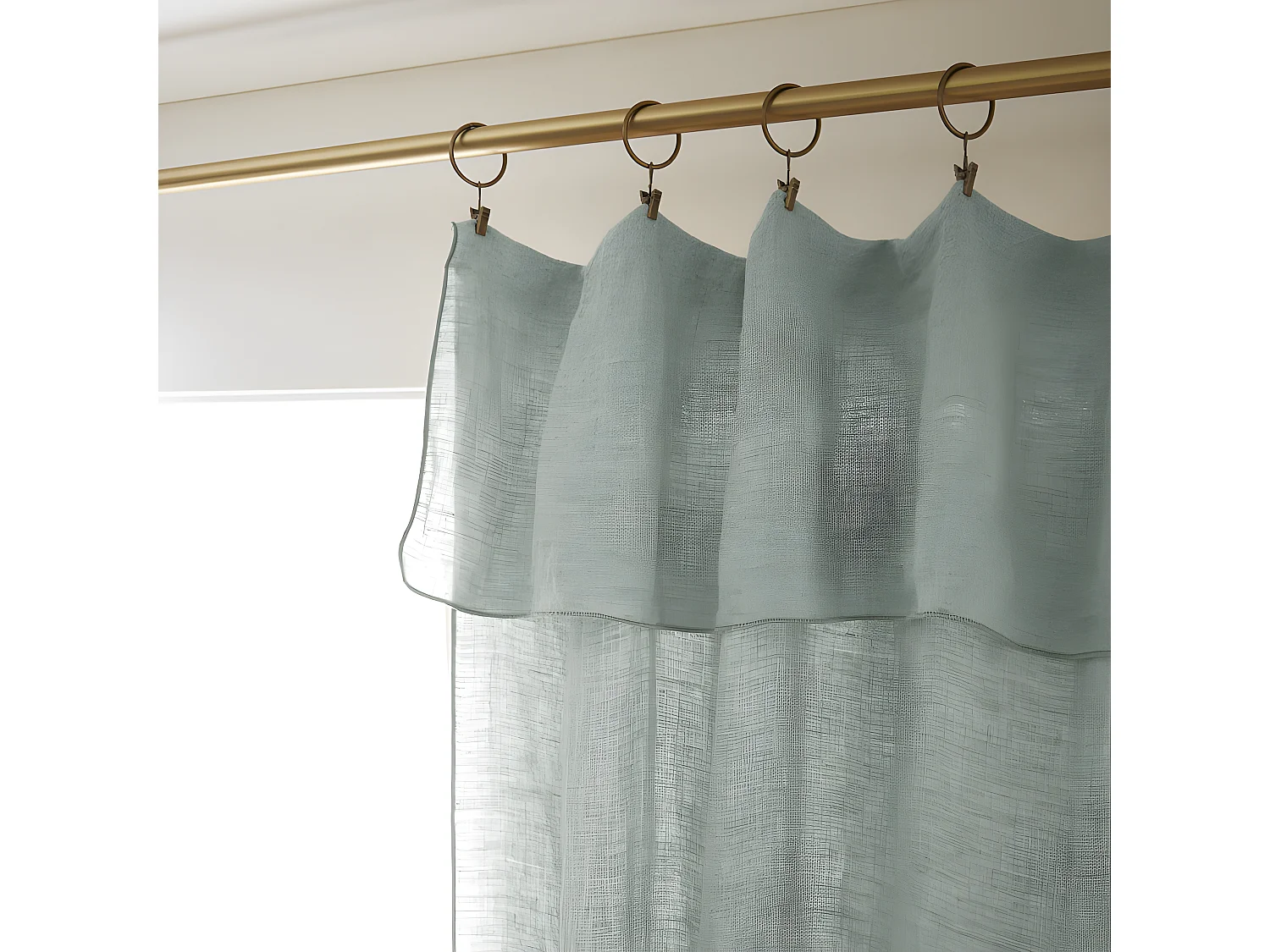 Lot de 2 rideaux ajustable + 8 anneaux pince "Soline" 140 x 270 cm Lin lavé