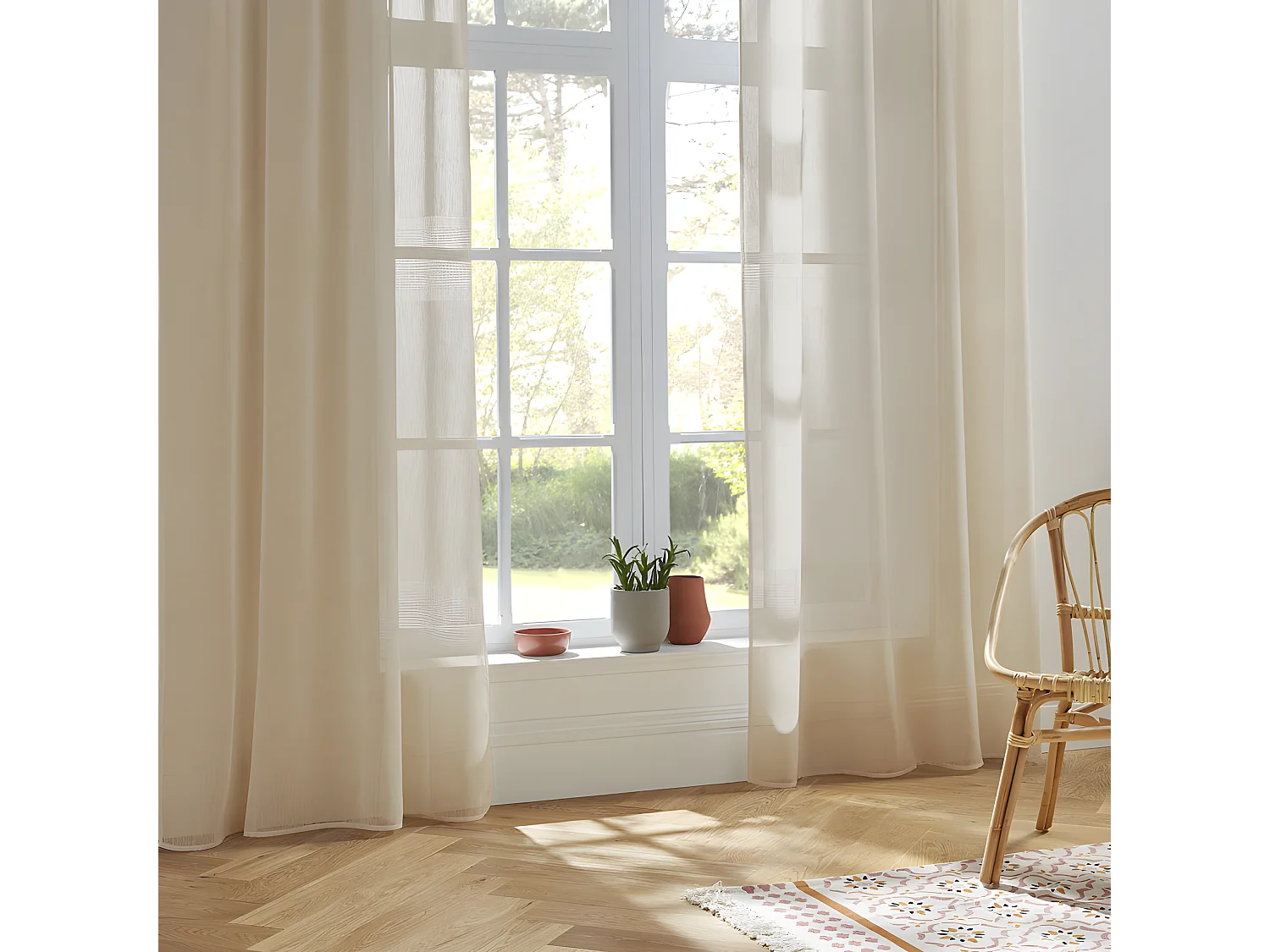 Voilage tissé sablé "Sab" 140 x 240 cm Atmosphera