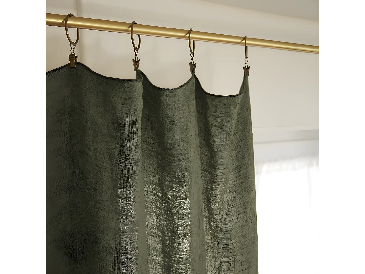 Rideau ajustable + 8 anneaux pince "Soline" 140 x 270 cm Lin lavé l'Effet Papillon