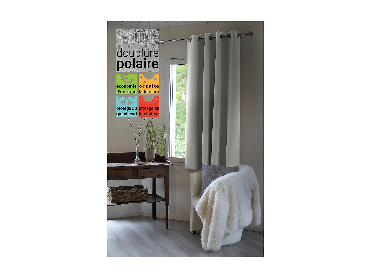 Rideau occultant et thermique doublé polaire "Inuit" toutes dimensions