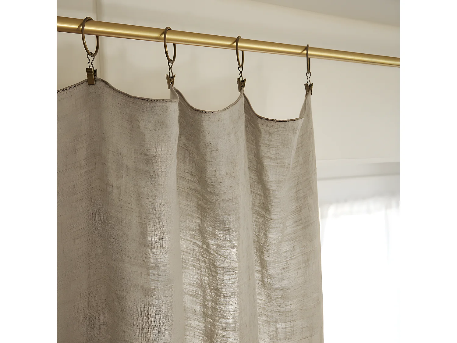 Rideau ajustable + 8 anneaux pince "Soline" 140 x 270 cm Lin lavé