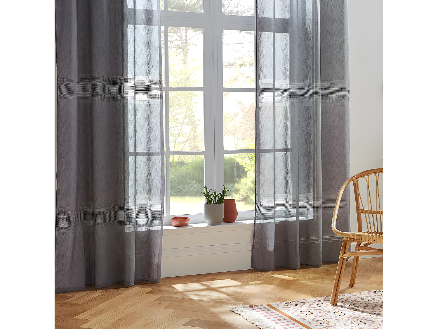 Voilage tissé sablé "Sab" 140 x 240 cm Atmosphera