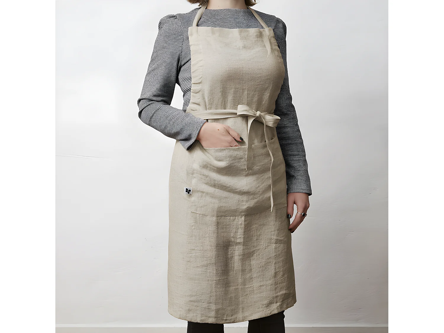 Tablier de Chef ajustable "Soline" 70 x 85 cm Lin lavé