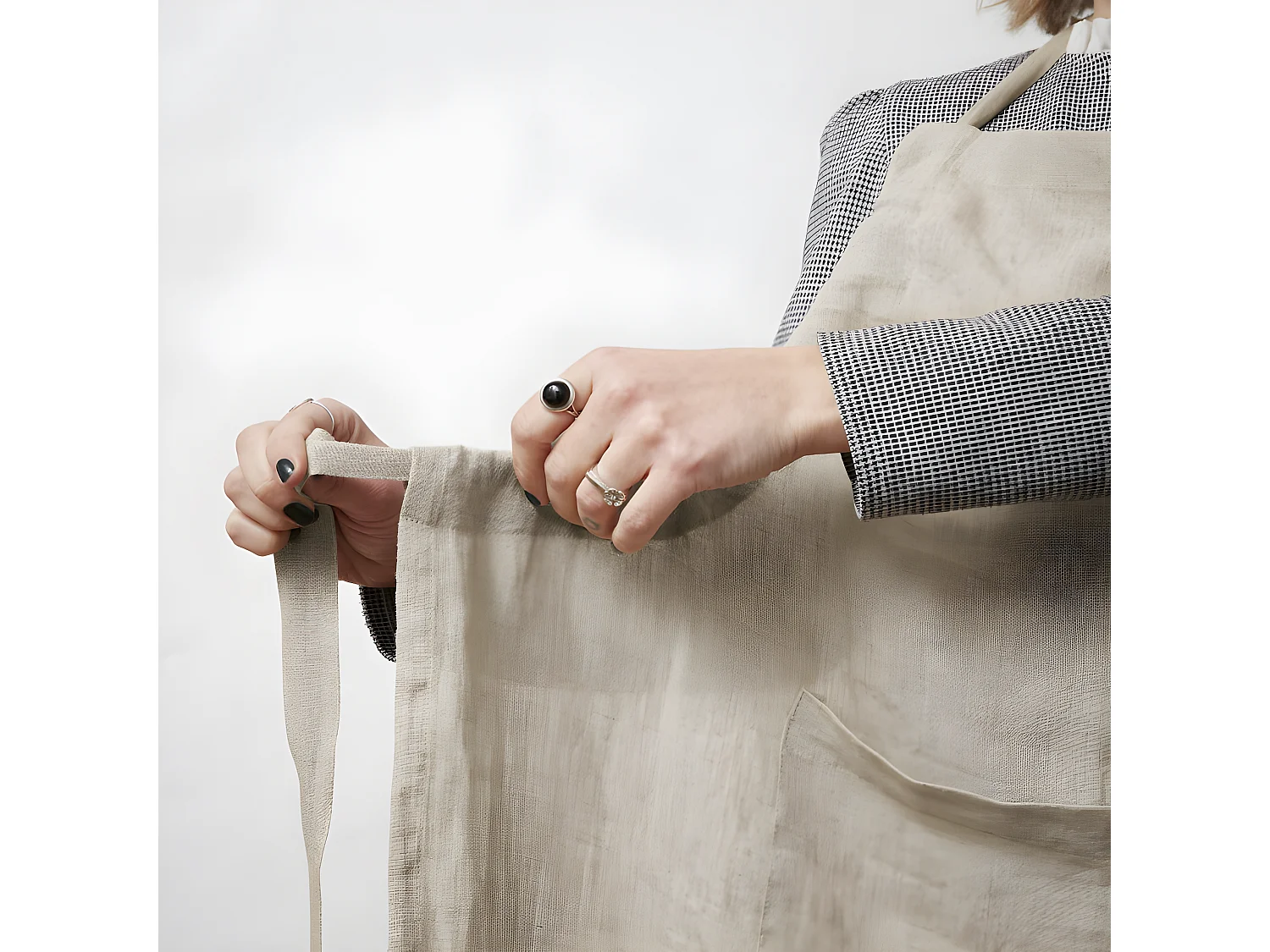 Tablier de Chef ajustable "Soline" 70 x 85 cm Lin lavé