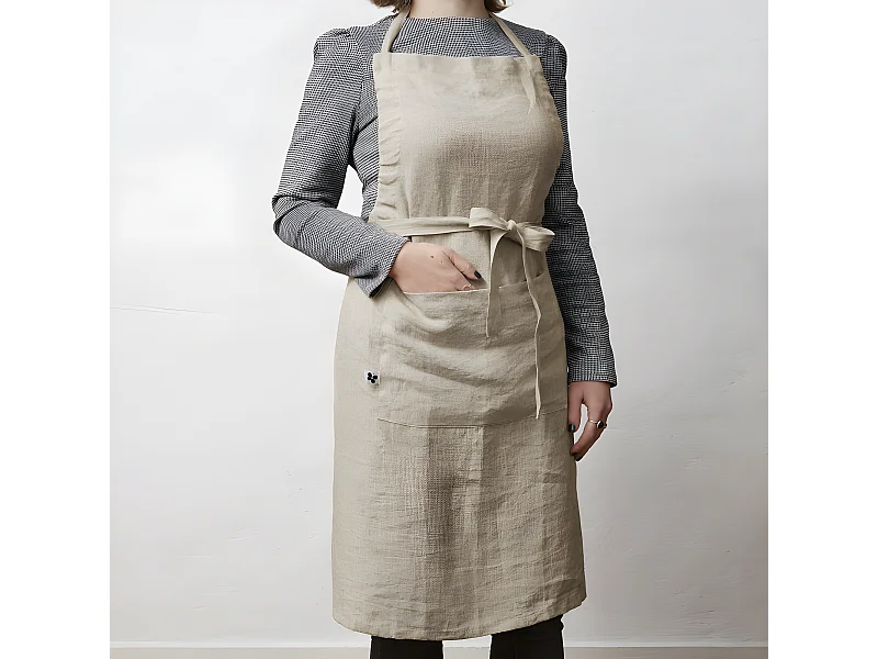 Tablier de Chef ajustable "Soline" 70 x 85 cm Lin lavé