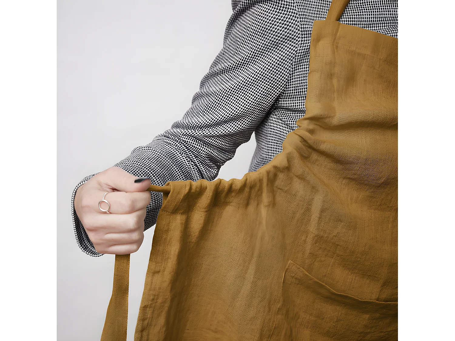 Tablier de Chef ajustable "Soline" 70 x 85 cm Lin lavé