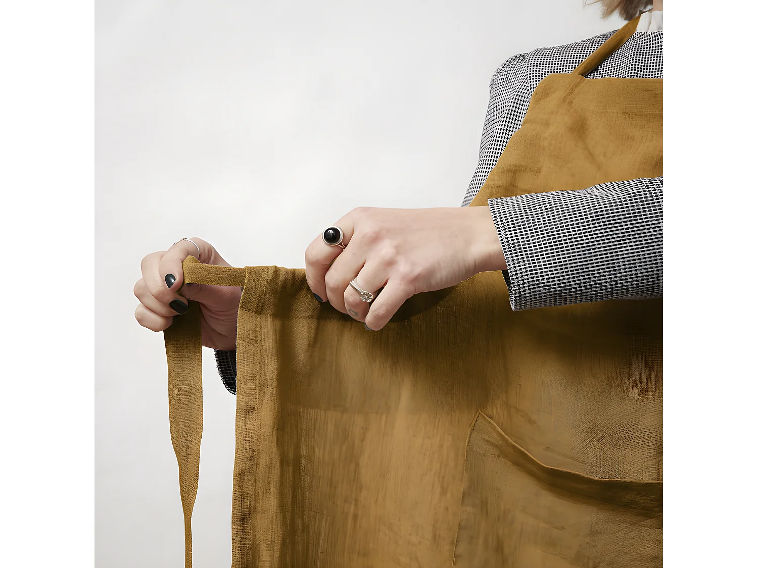 Tablier de Chef ajustable "Soline" 70 x 85 cm Lin lavé