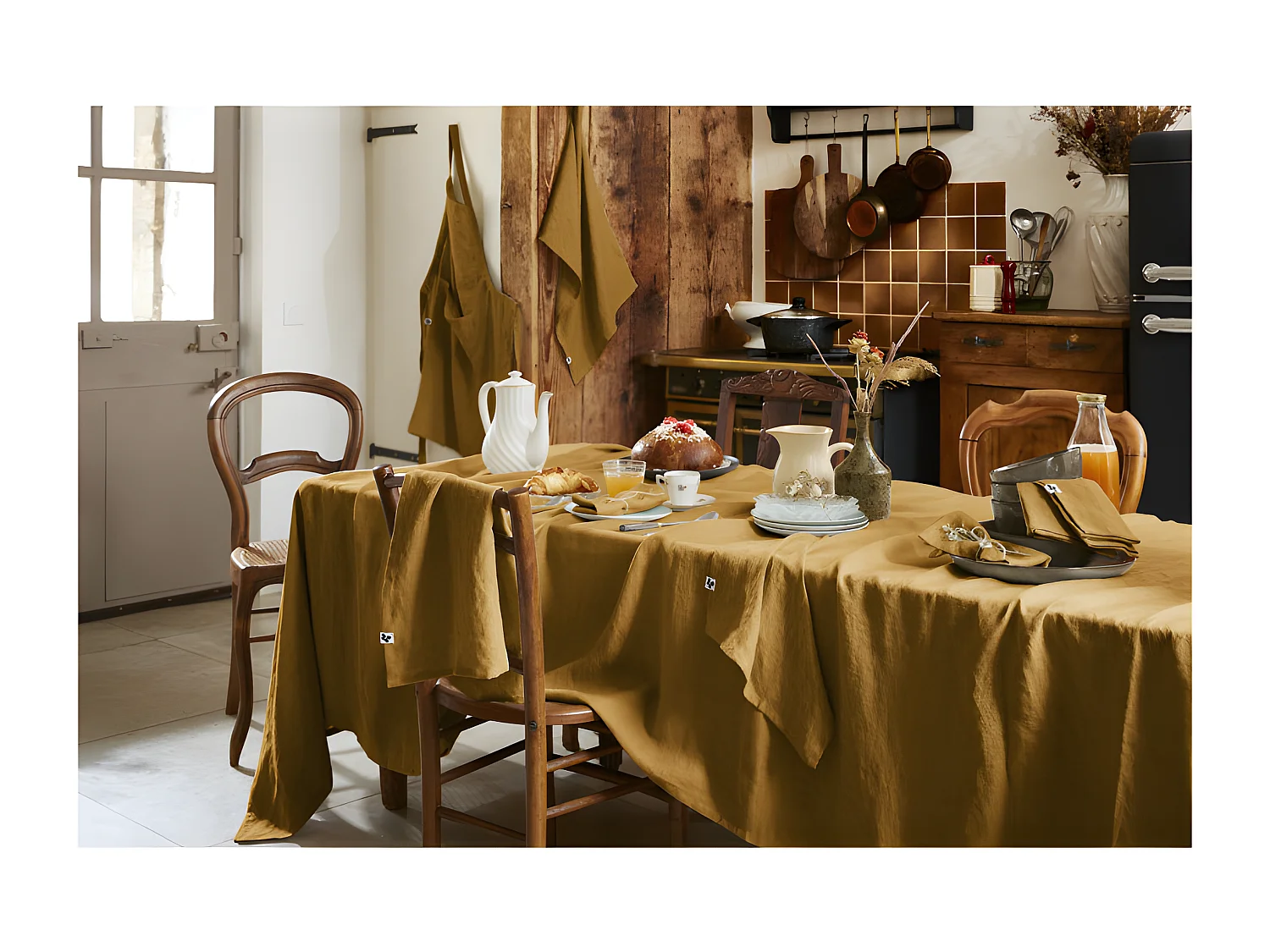 Tablier de Chef ajustable "Soline" 70 x 85 cm Lin lavé