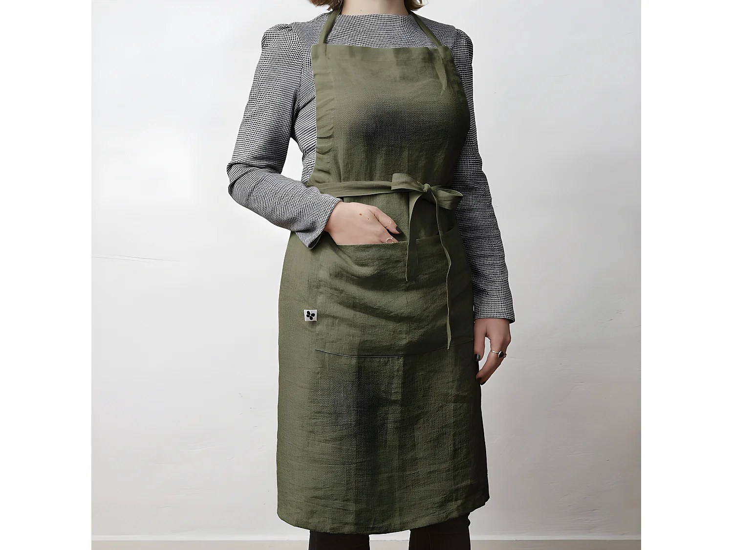 Tablier de Chef ajustable "Soline" 70 x 85 cm Lin lavé