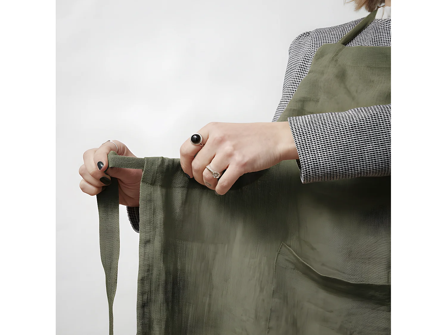 Tablier de Chef ajustable "Soline" 70 x 85 cm Lin lavé