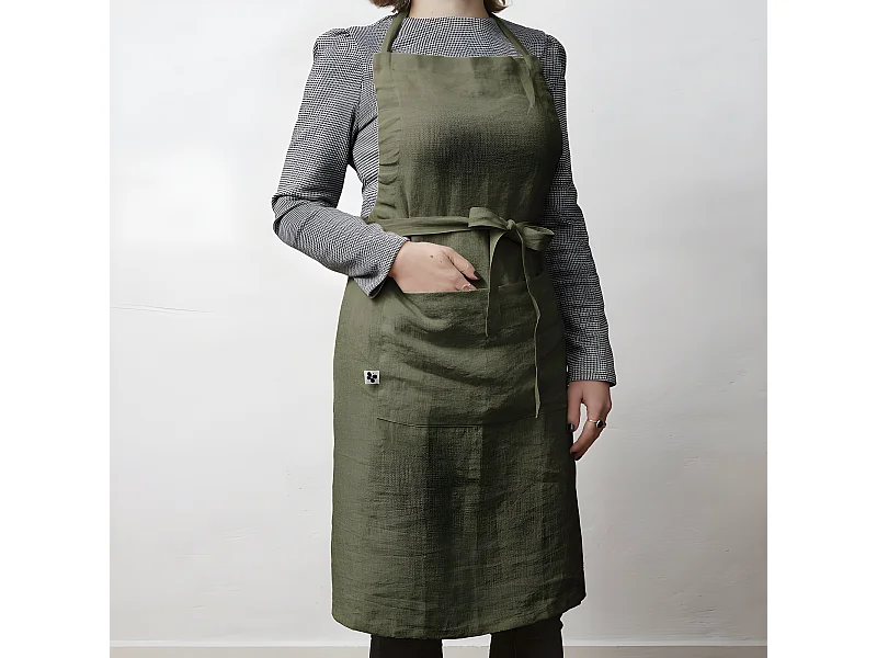 Tablier de Chef ajustable "Soline" 70 x 85 cm Lin lavé