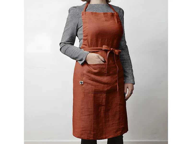 Tablier de Chef ajustable "Soline" 70 x 85 cm Lin lavé