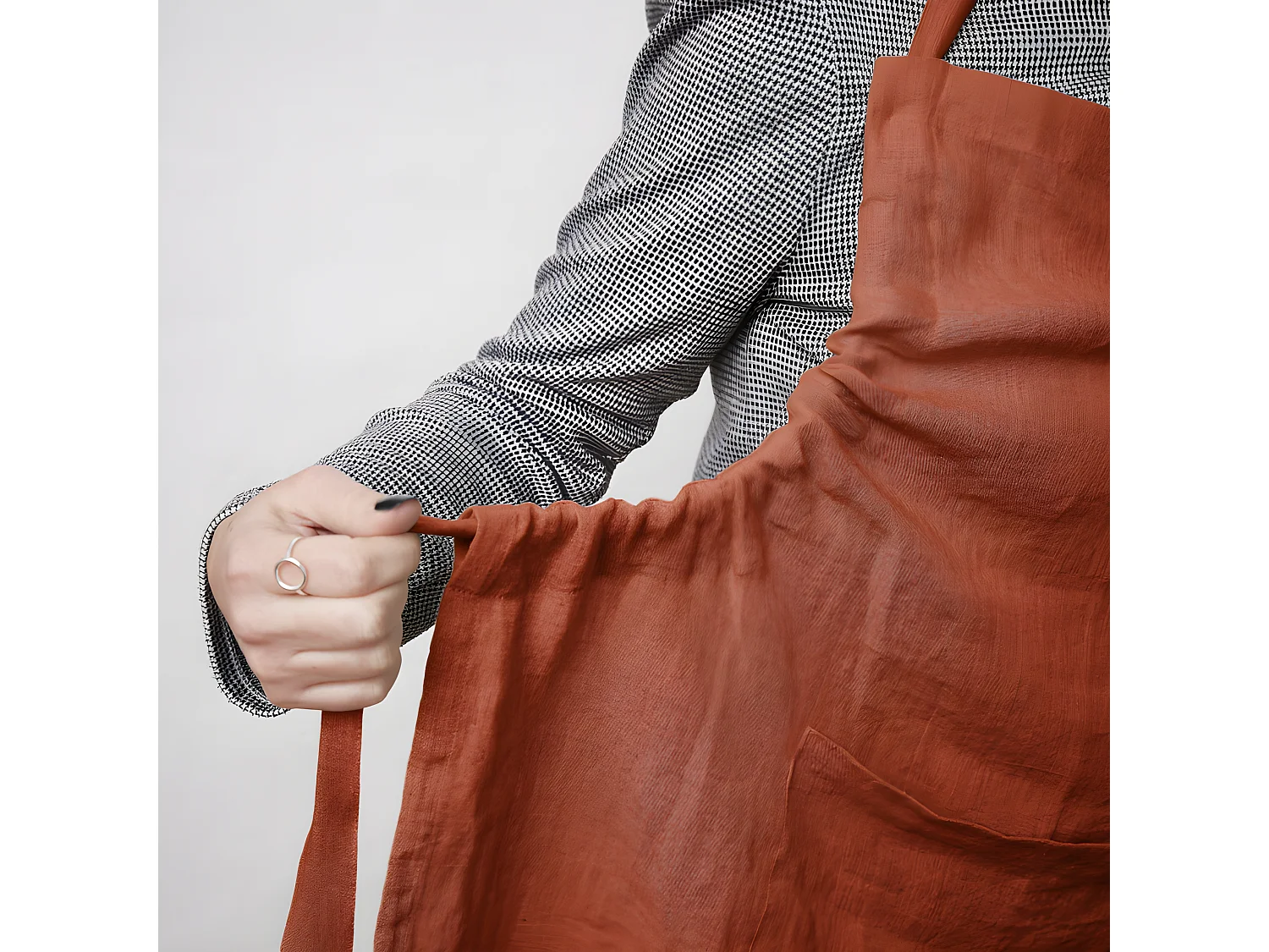 Tablier de Chef ajustable "Soline" 70 x 85 cm Lin lavé