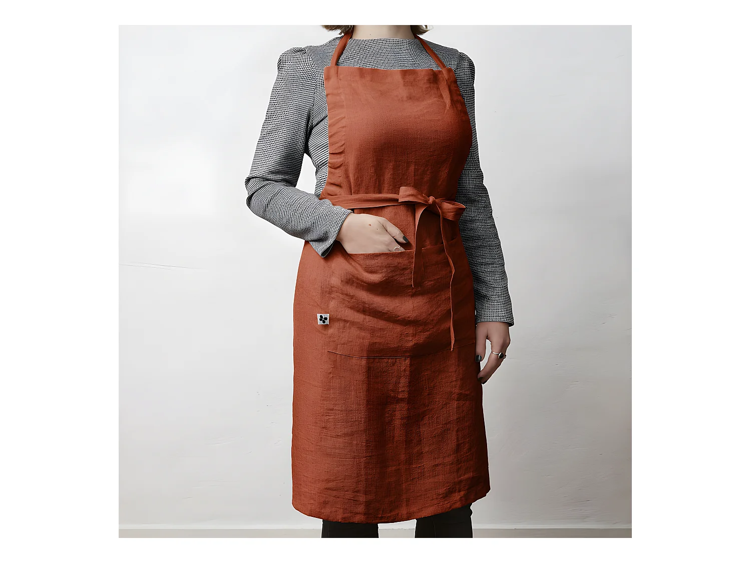 Tablier de Chef ajustable "Soline" 70 x 85 cm Lin lavé
