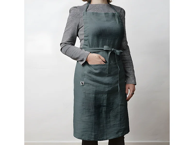 Tablier de Chef ajustable "Soline" 70 x 85 cm Lin lavé