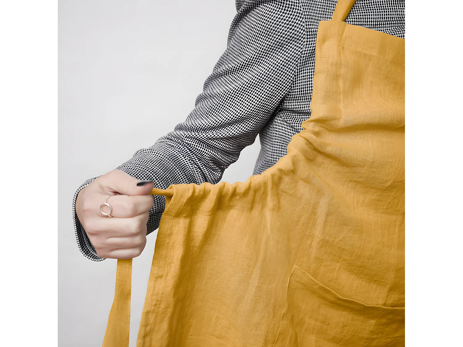 Tablier de Chef ajustable "Soline" 70 x 85 cm Lin lavé