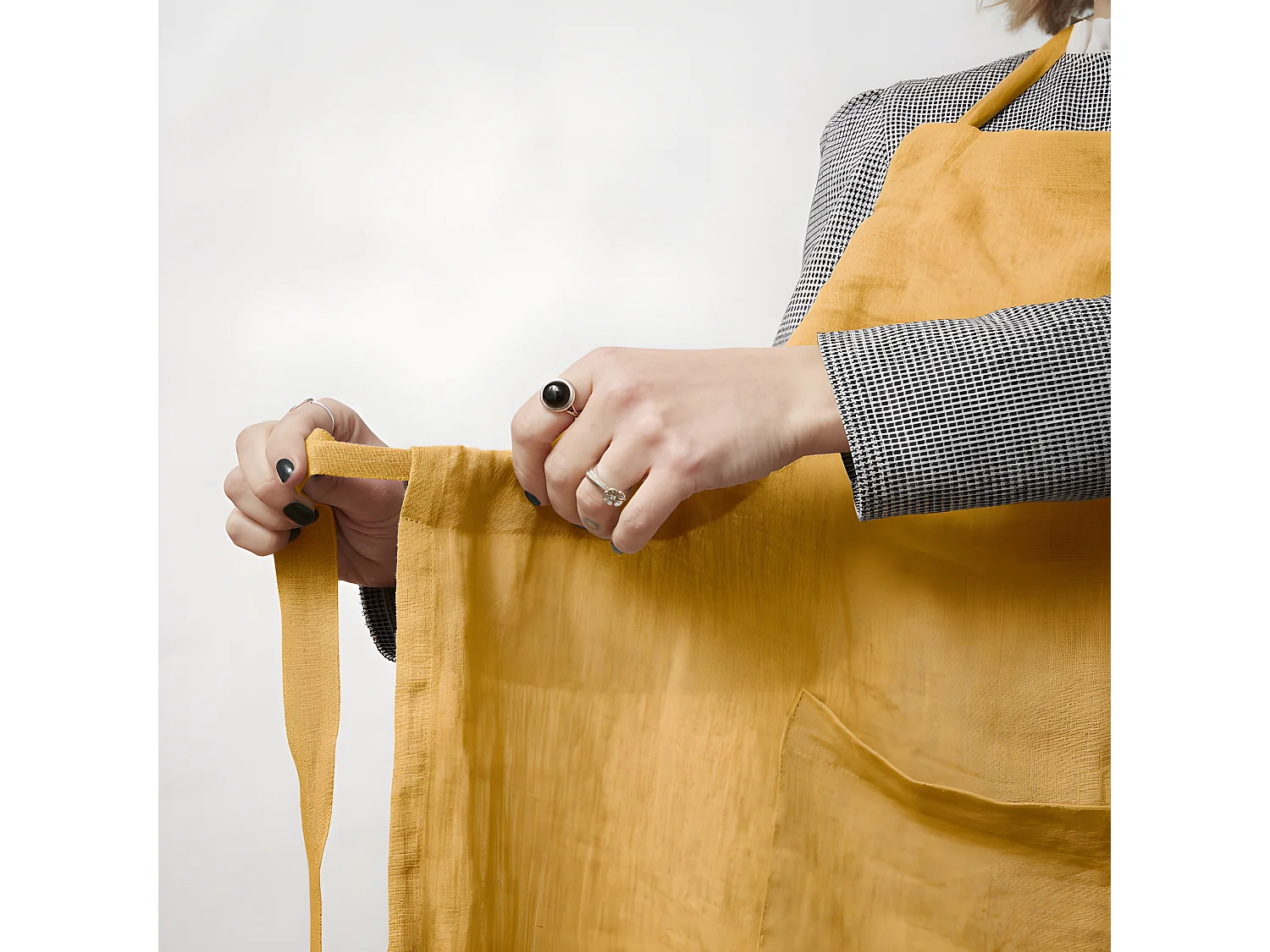 Tablier de Chef ajustable "Soline" 70 x 85 cm Lin lavé