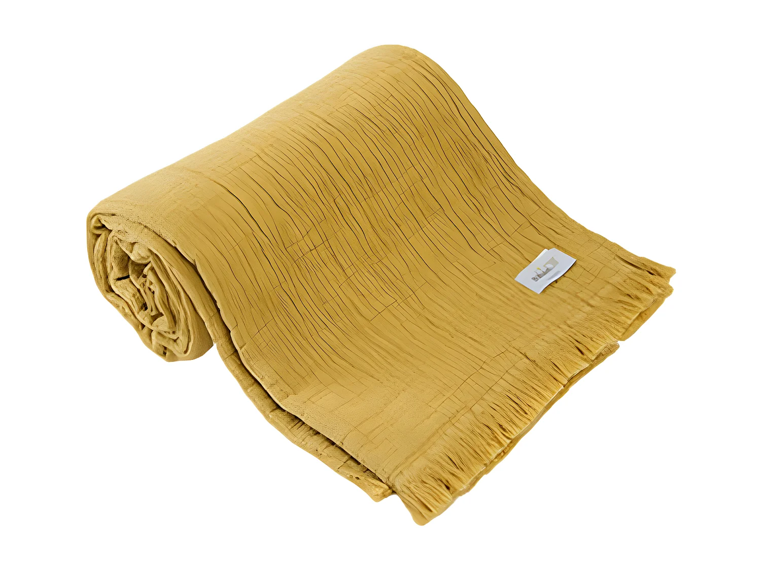 Plaid à franges "Brehat" Gaze de Coton stonewashed Toison d'or