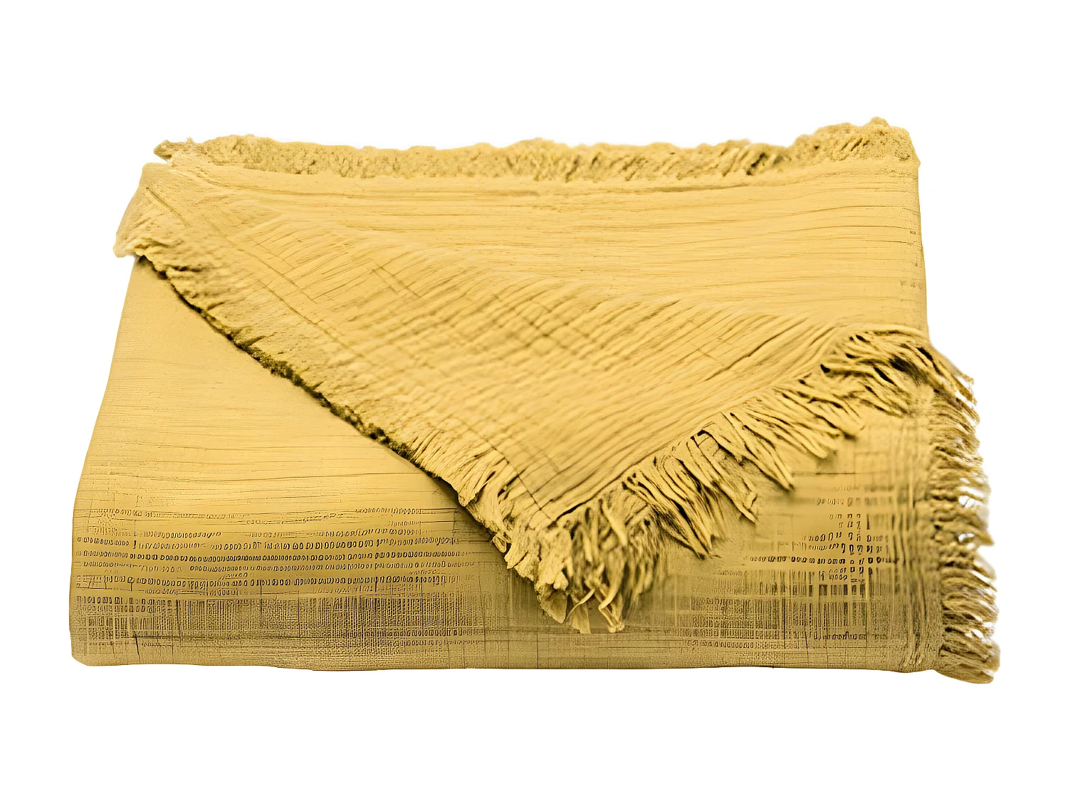 Plaid à franges "Brehat" Gaze de Coton stonewashed Toison d'or