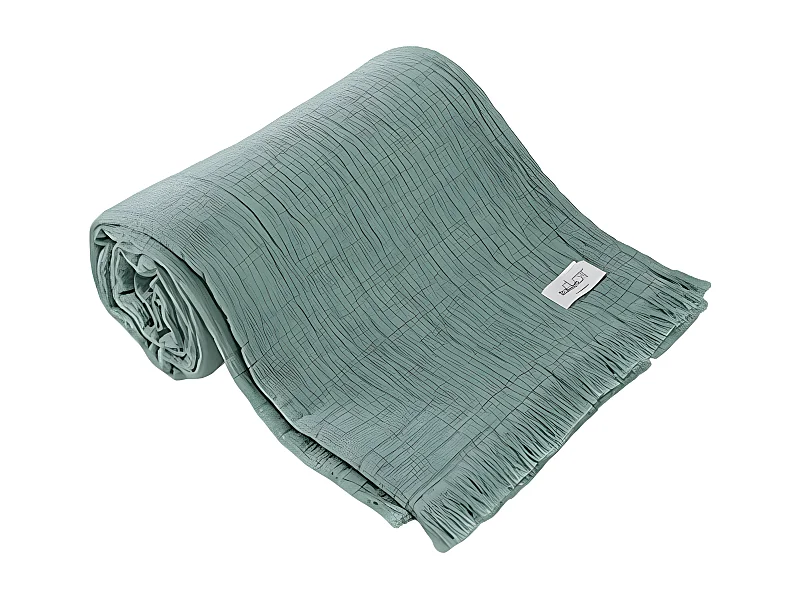 Plaid à franges "Brehat" Gaze de Coton stonewashed Toison d'or