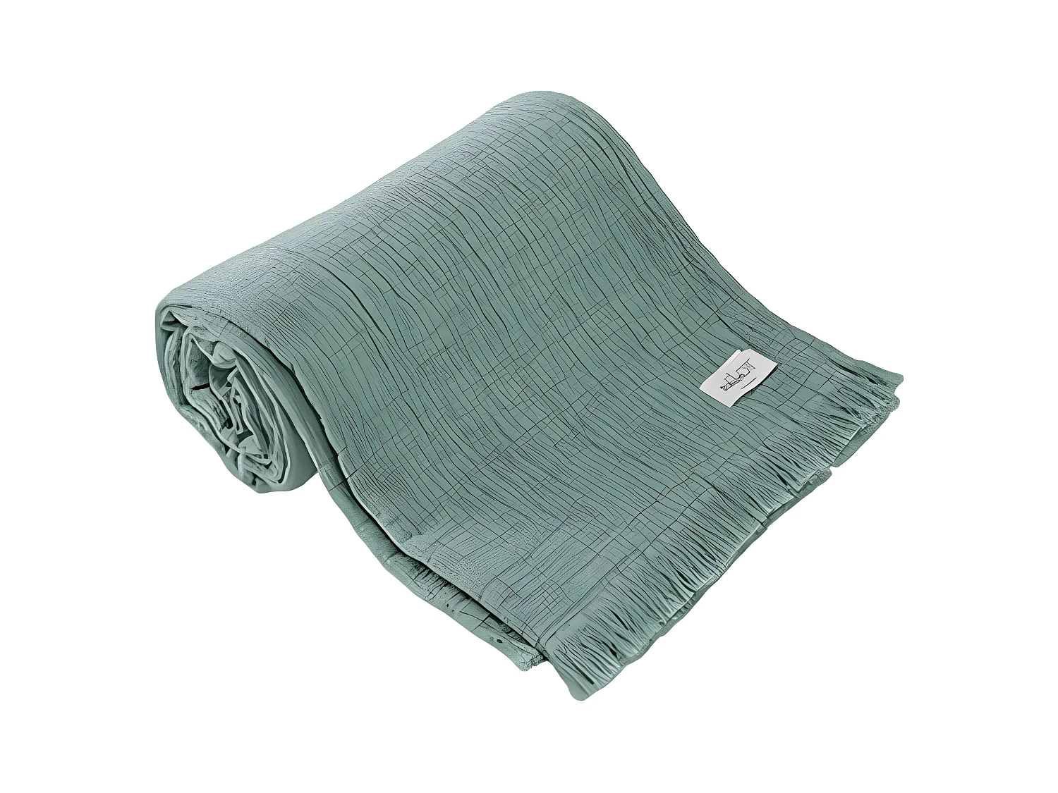 Plaid à franges "Brehat" Gaze de Coton stonewashed Toison d'or