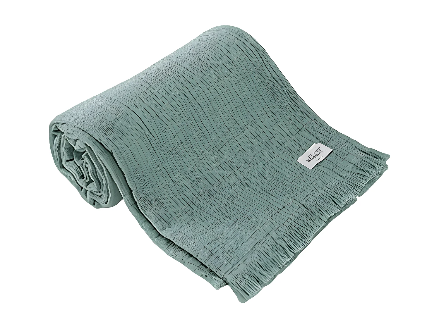 Plaid à franges "Brehat" Gaze de Coton stonewashed Toison d'or