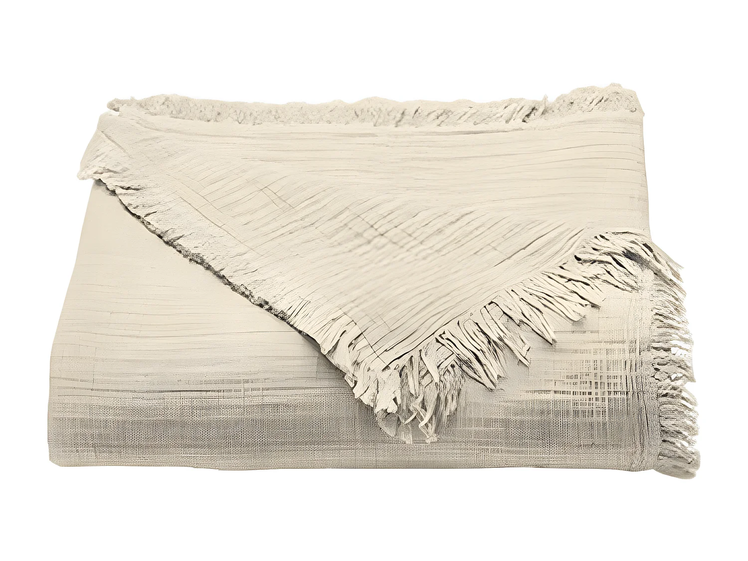 Plaid à franges "Brehat" Gaze de Coton stonewashed Toison d'or