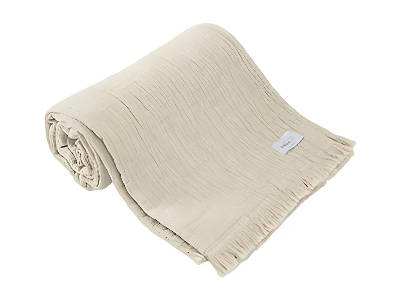 Plaid à franges "Brehat" Gaze de Coton stonewashed Toison d'or