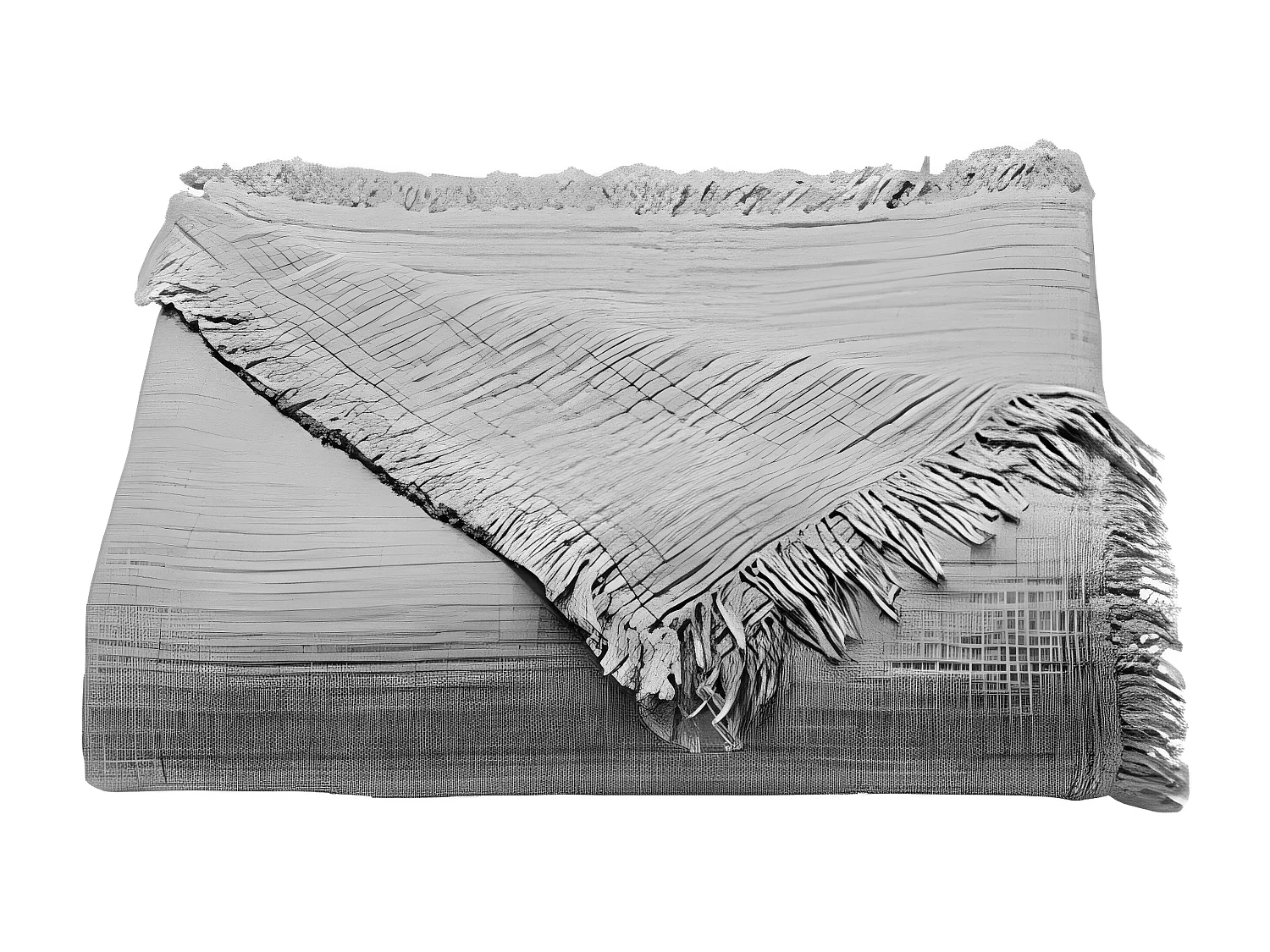 Plaid à franges "Brehat" Gaze de Coton stonewashed Toison d'or