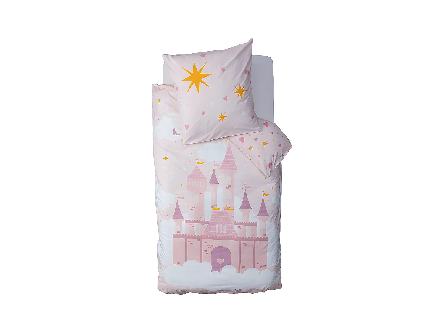 Parure de couette 140 x 200 "Château" Réversible 100% Coton / 57 Fils/cm²
