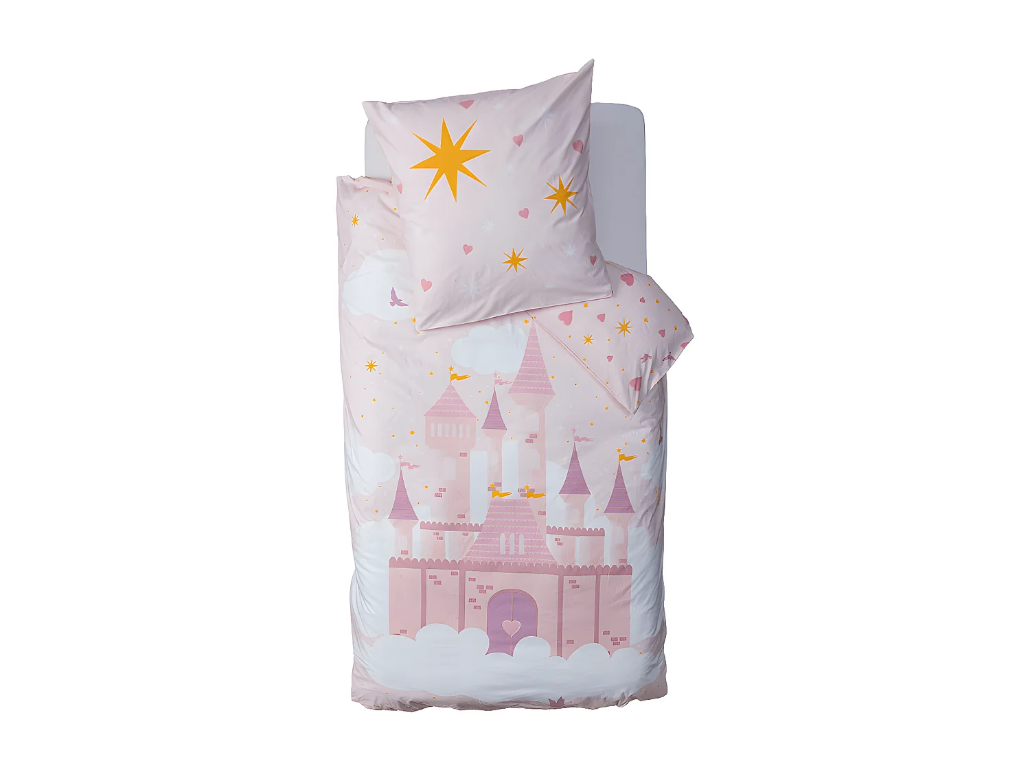 Parure de couette 140 x 200 "Château" Réversible 100% Coton / 57 Fils/cm²