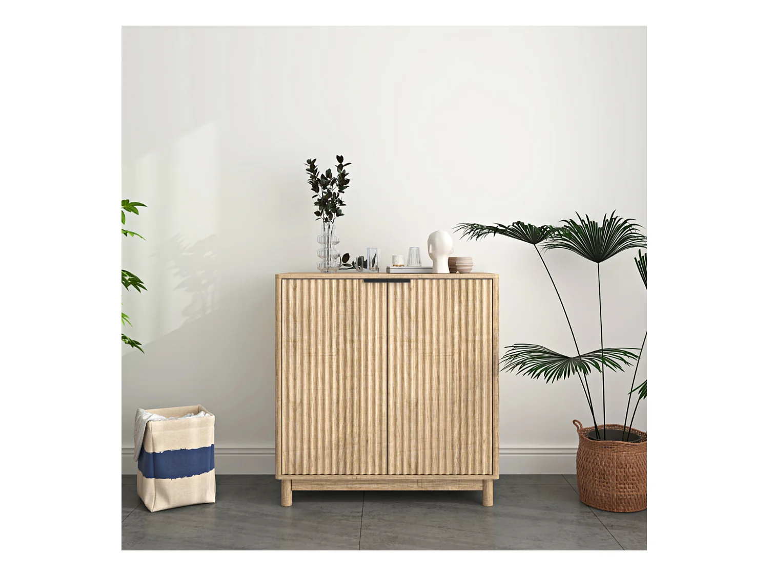 Buffet en bois avec 2 portes et 2 niches SCANDI