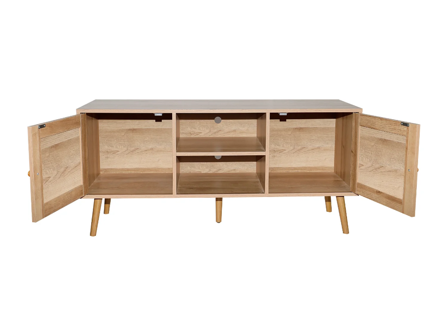 Buffet avec portes effeffet cannage et 2 niches 120 cm CANGE