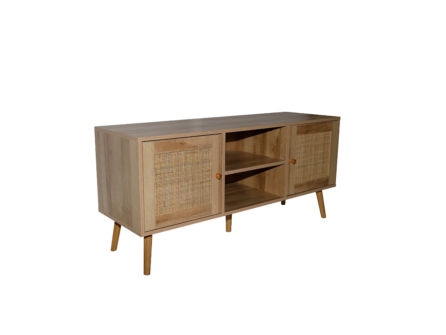 Buffet avec portes effeffet cannage et 2 niches 120 cm CANGE