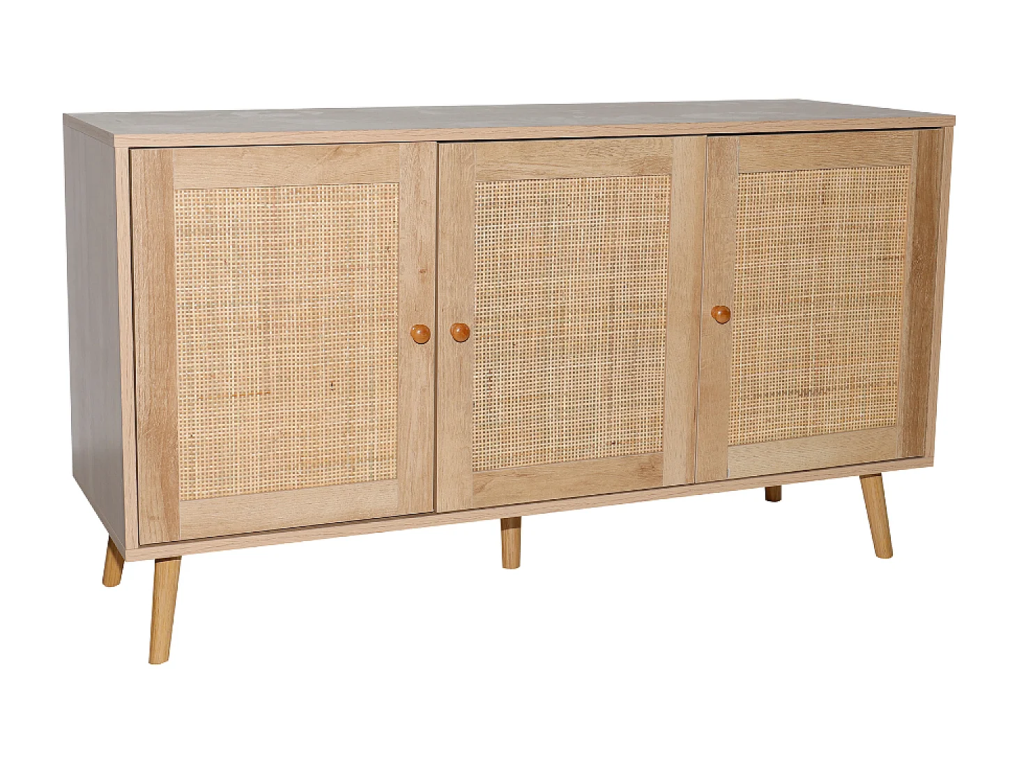 Buffet van hout en riet 3 deuren 120 cm CANGE Hoekbank met omkeerbare chaise longue 4-zits Donkergrijs