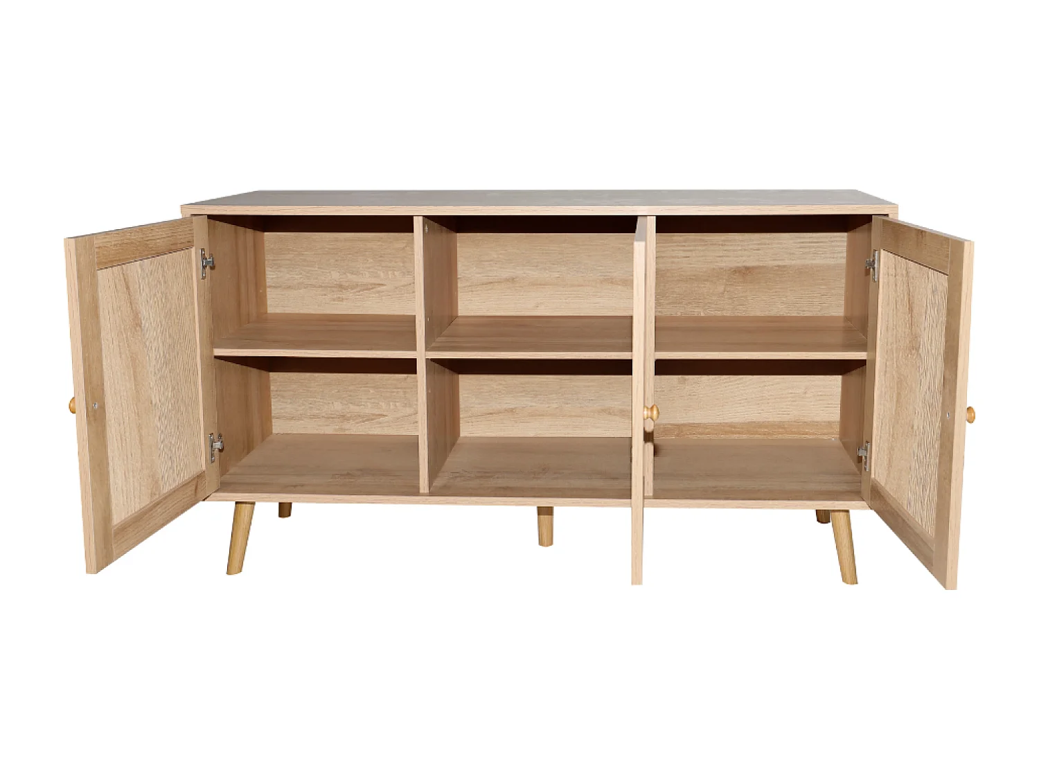 Buffet van hout en riet 3 deuren 120 cm CANGE Hoekbank met omkeerbare chaise longue 4-zits Donkergrijs