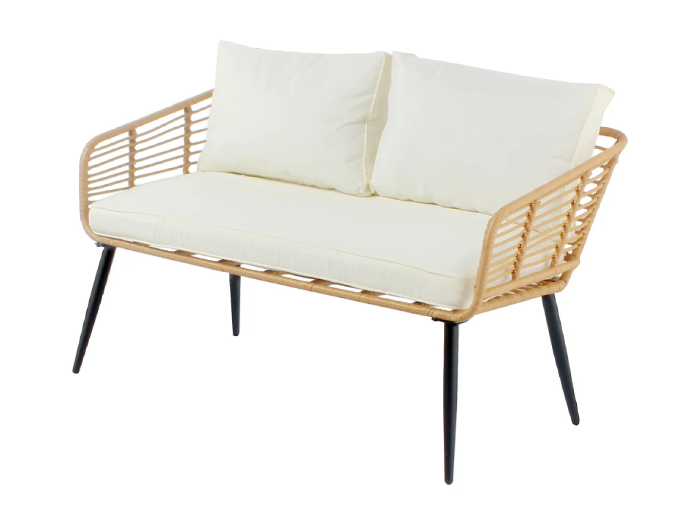 Set di mobili da giardino a 4 posti con divano e sedie in rattan e cuscini comfort  SITIA