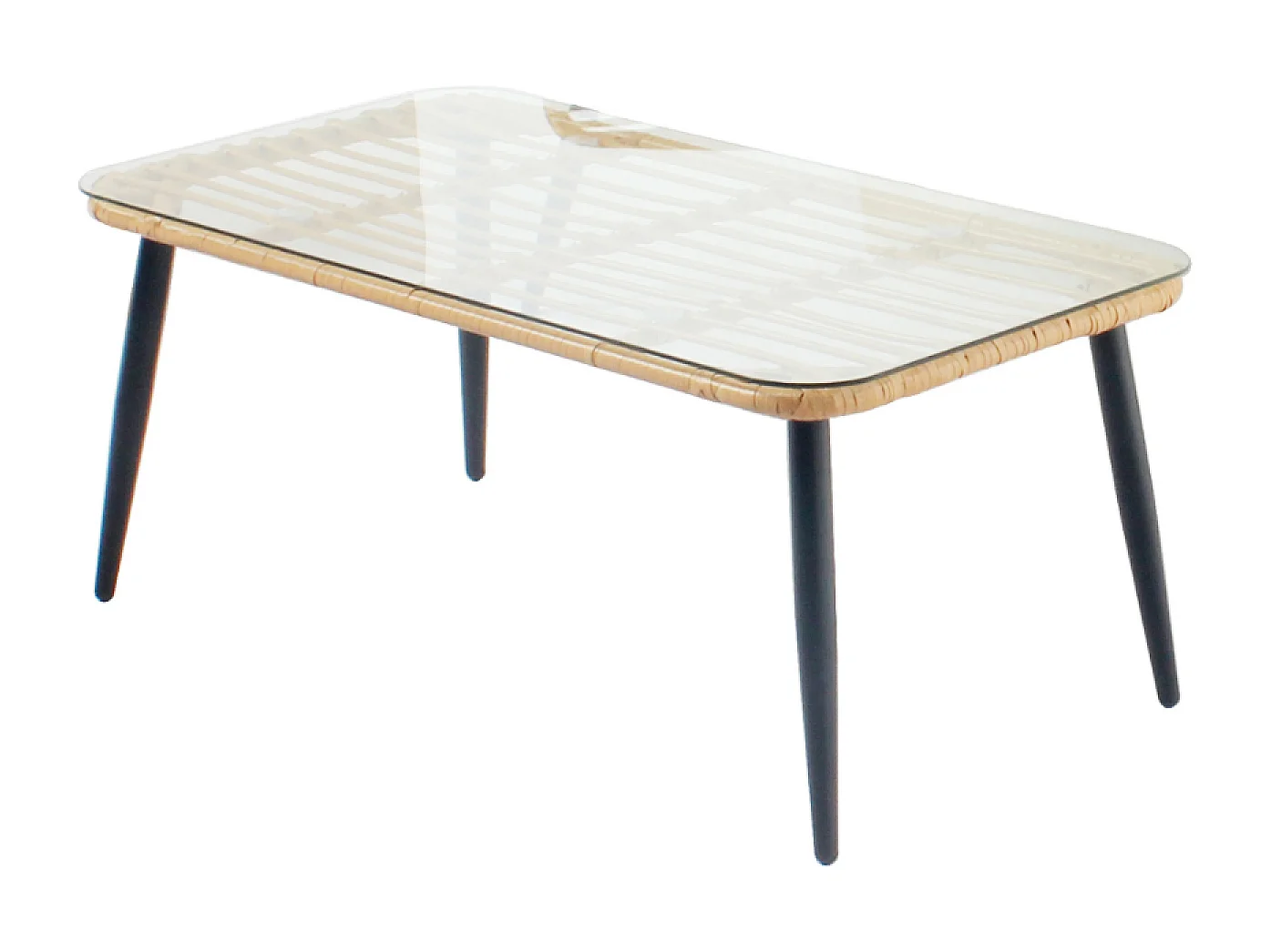 Loungeset 4 Plaatsen Natuurlijk Rotan en Buffet Eiken Licht