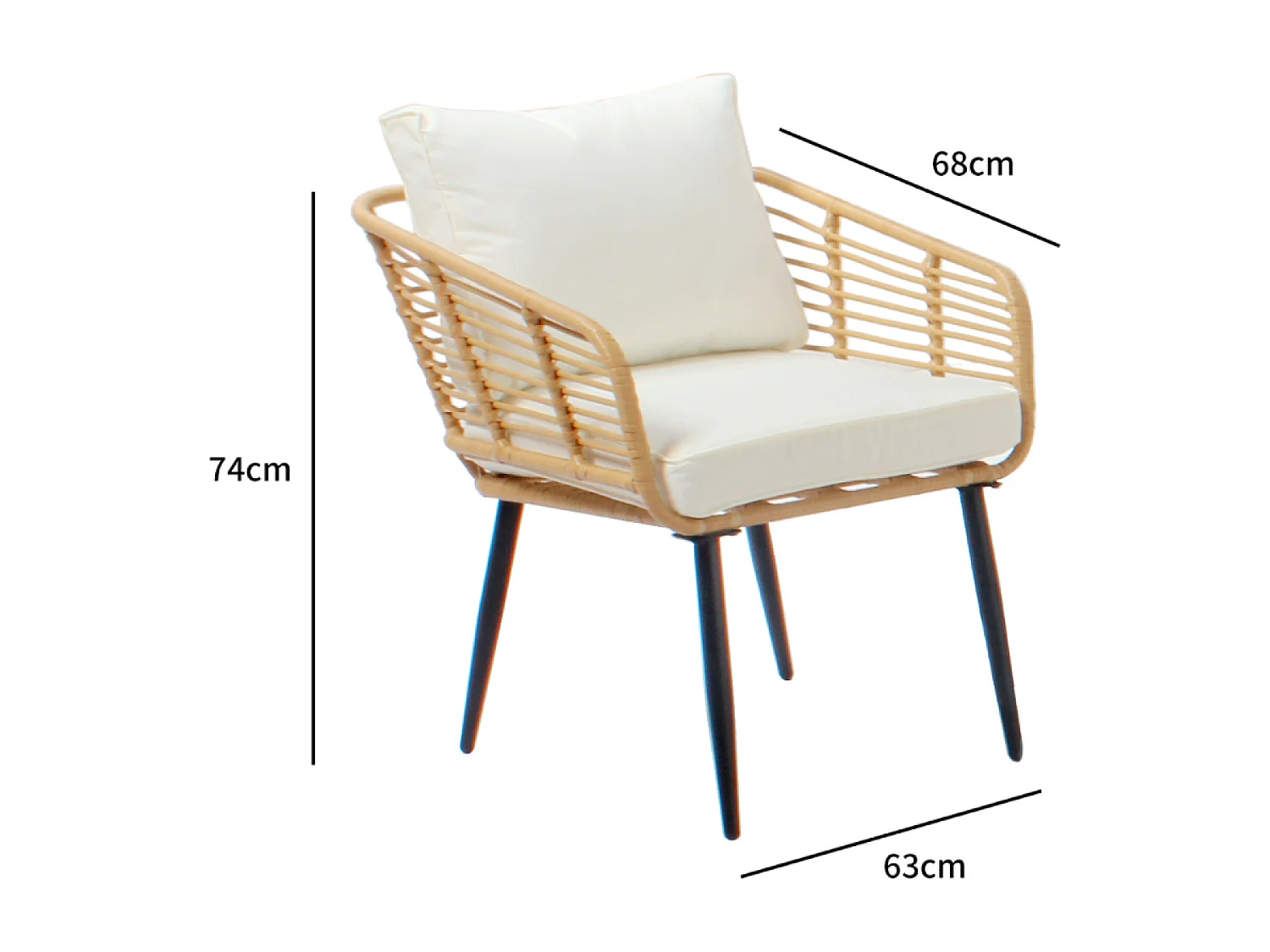 Loungeset 4 Plaatsen Natuurlijk Rotan en Buffet Eiken Licht