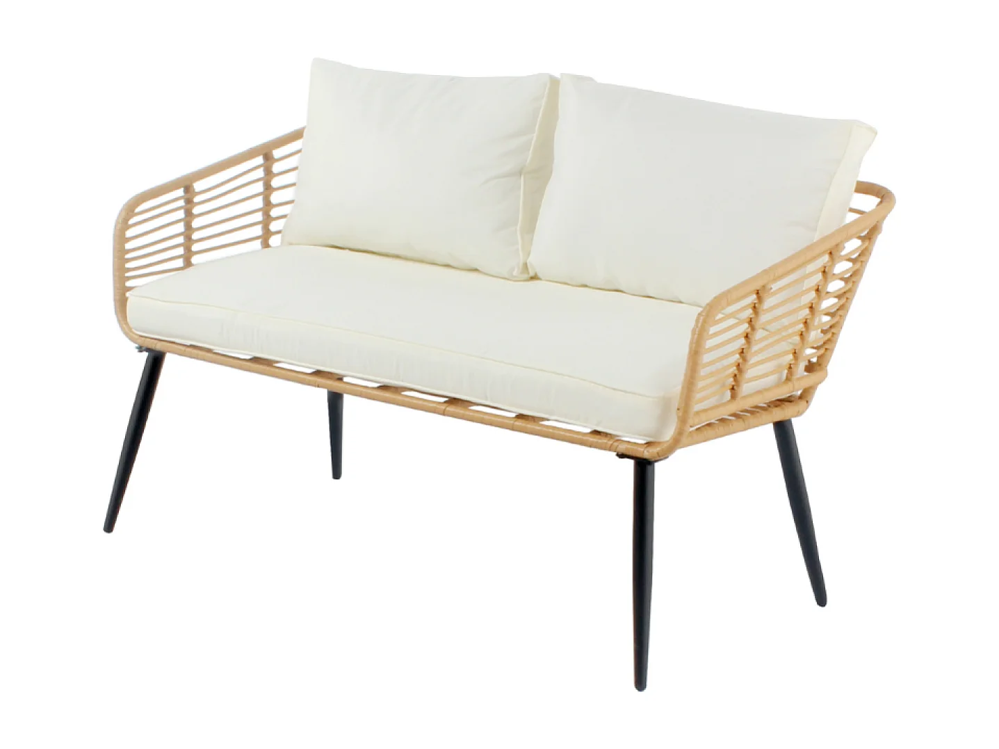 Set di mobili da giardino a 4 posti con divano e sedie in rattan e cuscini comfort  SITIA