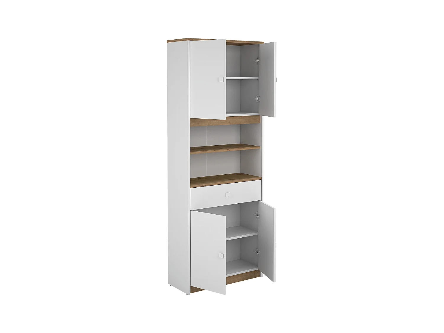 Buffet, meuble de rangement en bois mélamine avec 4 portes et 1 tiroir -  longueur 67 x profondeur 31 x hauteur 180 cm