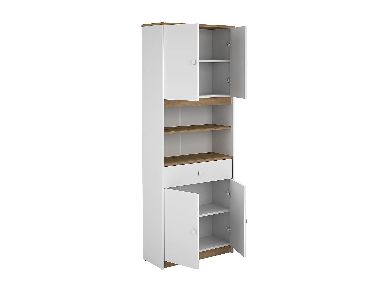 Buffet, meuble de rangement en bois mélamine avec 4 portes et 1 tiroir -  longueur 67 x profondeur 31 x hauteur 180 cm