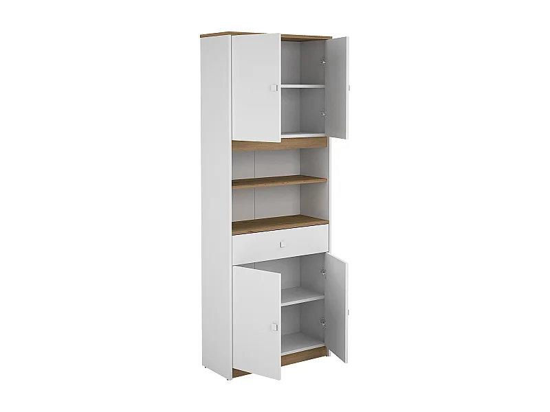 Buffet, meuble de rangement en bois mélamine avec 4 portes et 1 tiroir -  longueur 67 x profondeur 31 x hauteur 180 cm