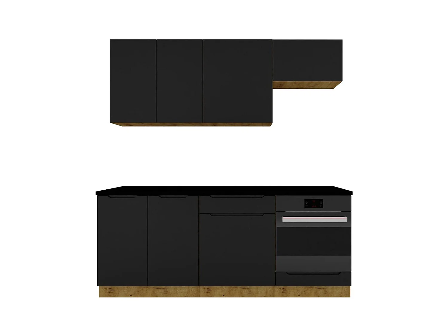 Cuisine complète ISYA 6 éléments couleur Noir/Chêne Artisan - Longueur 200/200 cm