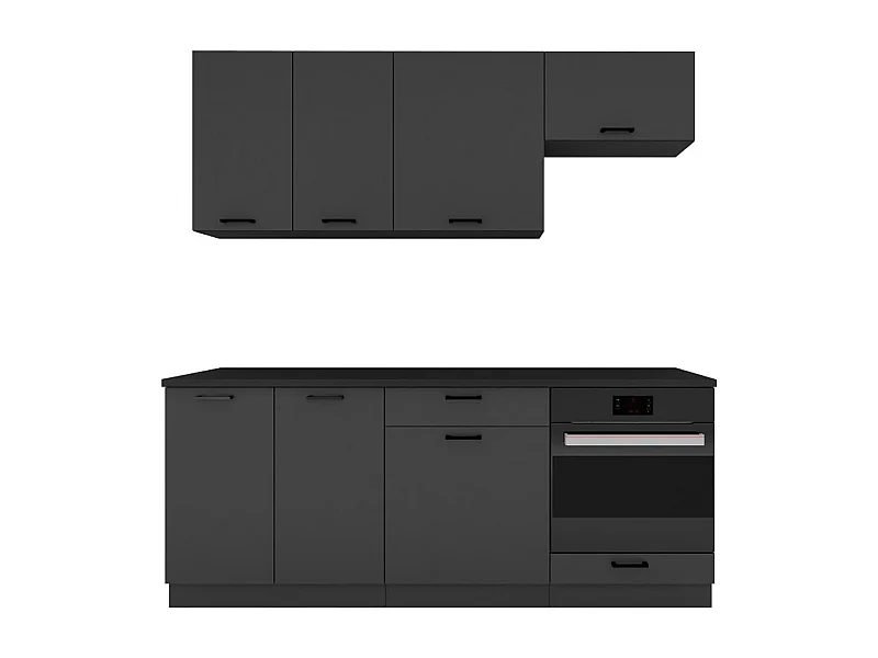 Cuisine complète ANIA 6 éléments couleur Graphite - Longueur 200/200 cm