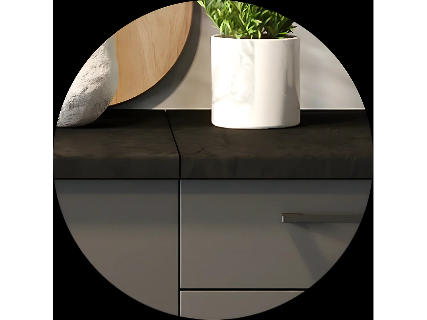 Cuisine complète LUNA 6 éléments couleur Graphite avec plan de travail inclus- Longueur 180 cm