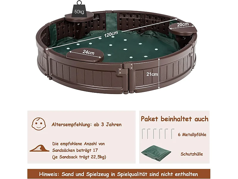 Ø120cm Sandbox rund Sandkasten