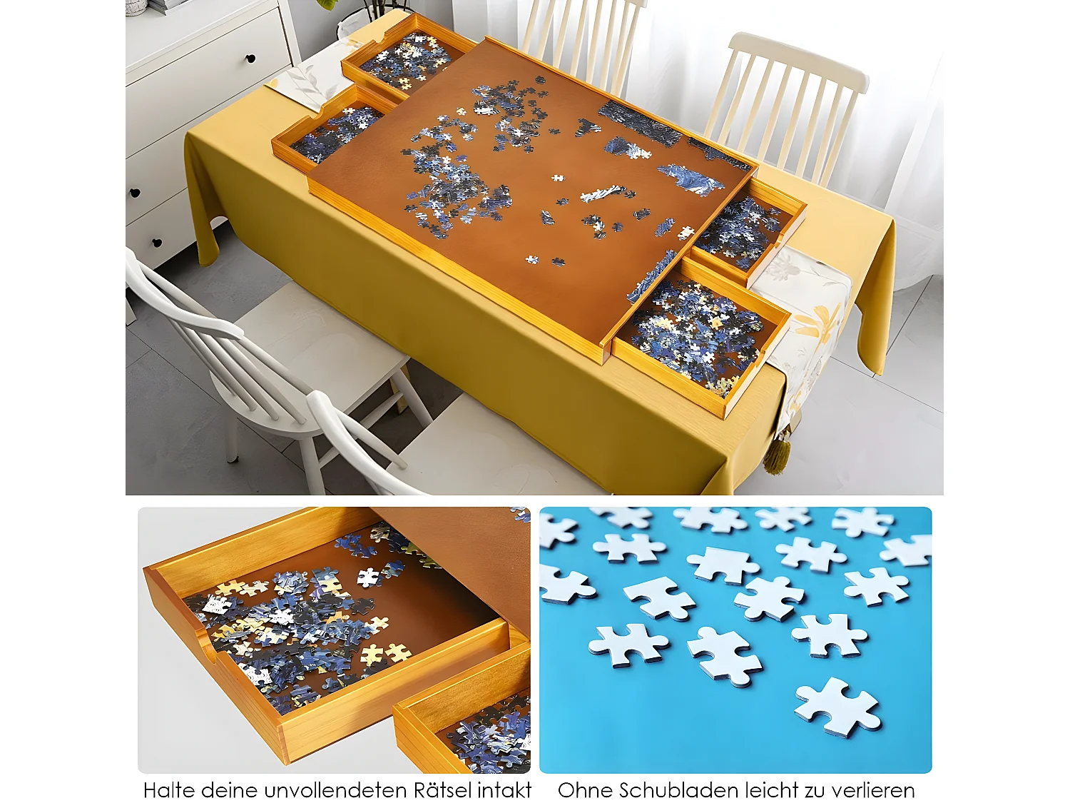 Puzzletisch mit 4 Schubladen