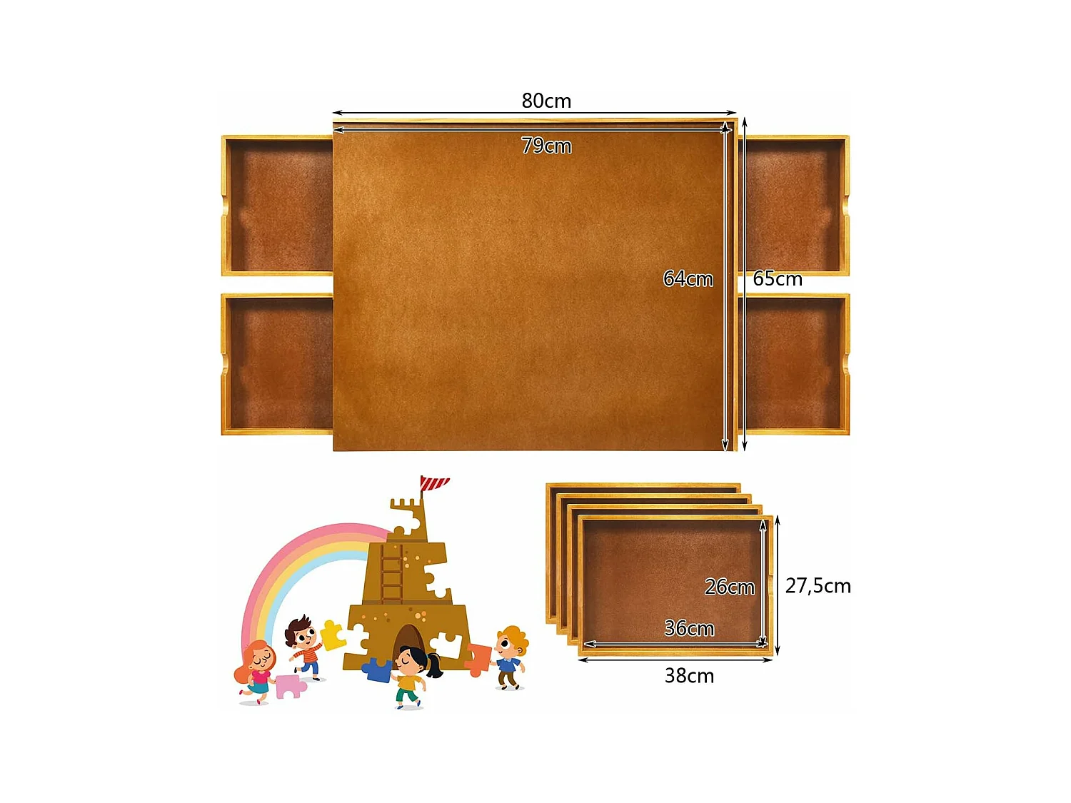 Puzzletisch mit 4 Schubladen
