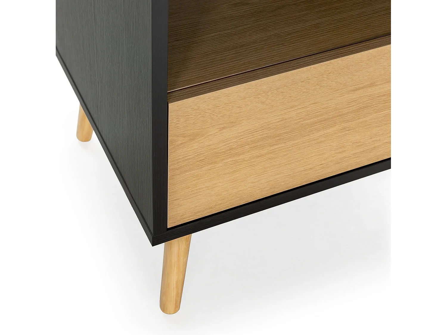 Mesa de cabeceira Apolo 1 gaveta Cor Preto/Madeira